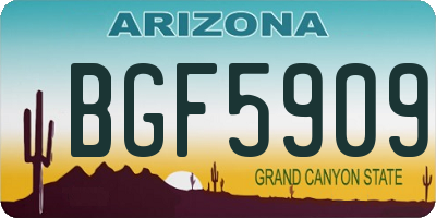AZ license plate BGF5909