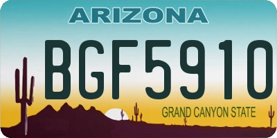 AZ license plate BGF5910