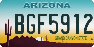 AZ license plate BGF5912