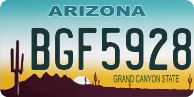 AZ license plate BGF5928