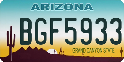 AZ license plate BGF5933