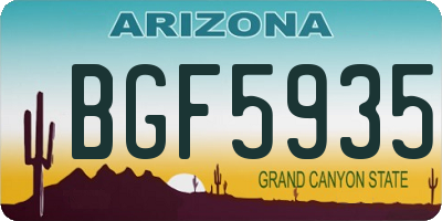 AZ license plate BGF5935