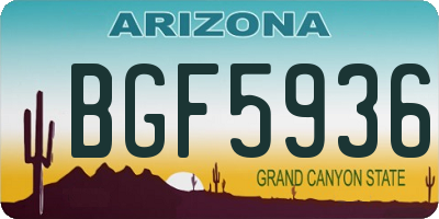 AZ license plate BGF5936