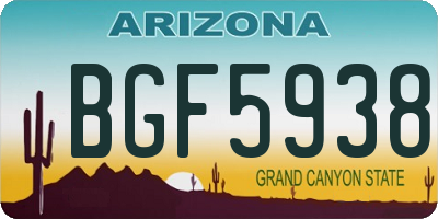 AZ license plate BGF5938
