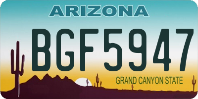 AZ license plate BGF5947