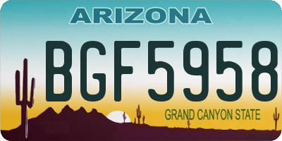 AZ license plate BGF5958