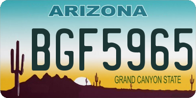 AZ license plate BGF5965