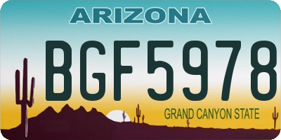 AZ license plate BGF5978