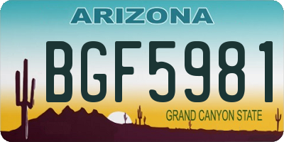 AZ license plate BGF5981