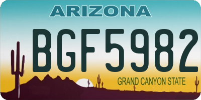 AZ license plate BGF5982