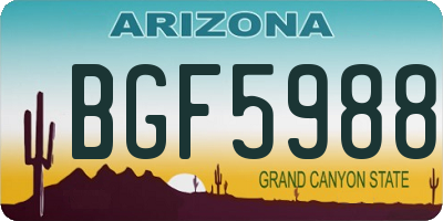 AZ license plate BGF5988