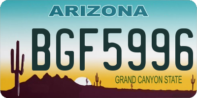 AZ license plate BGF5996
