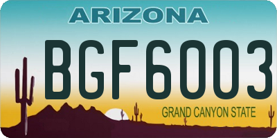 AZ license plate BGF6003