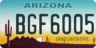 AZ license plate BGF6005
