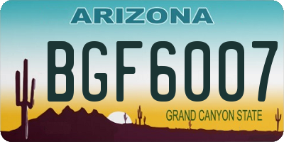 AZ license plate BGF6007