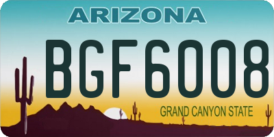 AZ license plate BGF6008