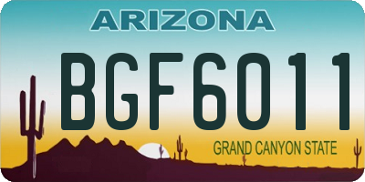 AZ license plate BGF6011