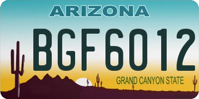 AZ license plate BGF6012