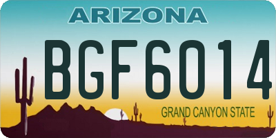 AZ license plate BGF6014
