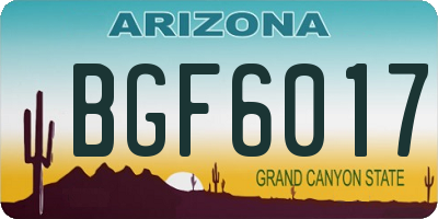 AZ license plate BGF6017