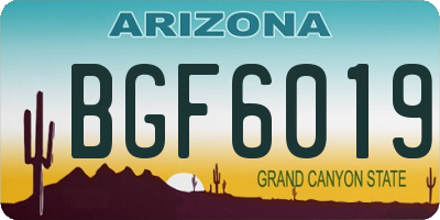 AZ license plate BGF6019