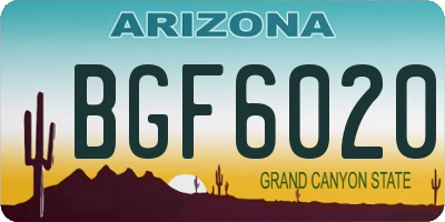 AZ license plate BGF6020
