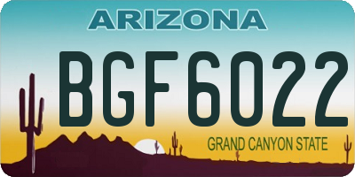 AZ license plate BGF6022