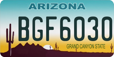 AZ license plate BGF6030
