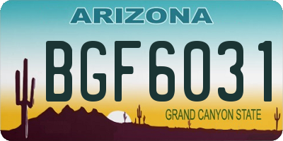 AZ license plate BGF6031