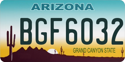 AZ license plate BGF6032