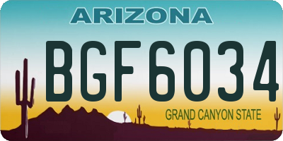 AZ license plate BGF6034