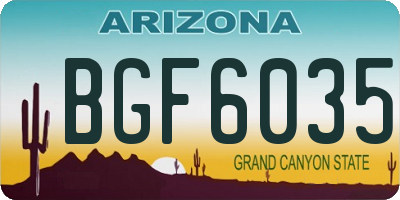 AZ license plate BGF6035