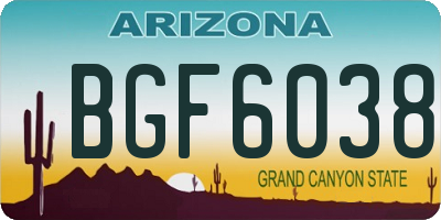 AZ license plate BGF6038
