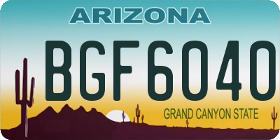 AZ license plate BGF6040