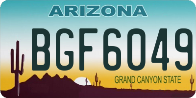 AZ license plate BGF6049
