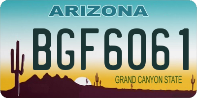 AZ license plate BGF6061