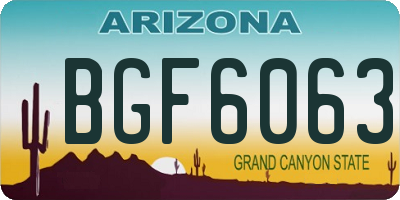 AZ license plate BGF6063