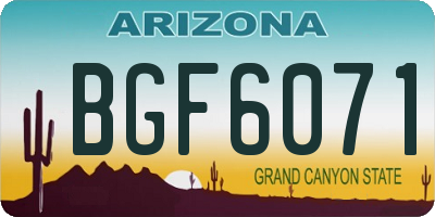 AZ license plate BGF6071