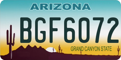 AZ license plate BGF6072