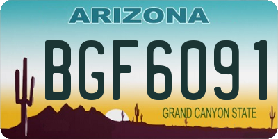 AZ license plate BGF6091