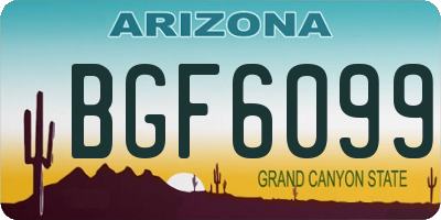AZ license plate BGF6099
