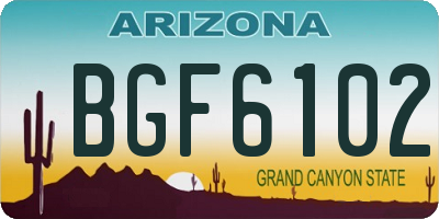 AZ license plate BGF6102