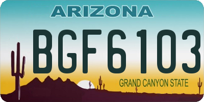AZ license plate BGF6103