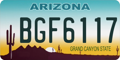 AZ license plate BGF6117