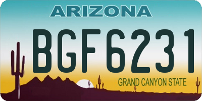AZ license plate BGF6231
