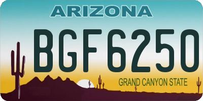 AZ license plate BGF6250