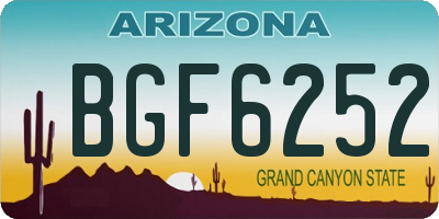 AZ license plate BGF6252