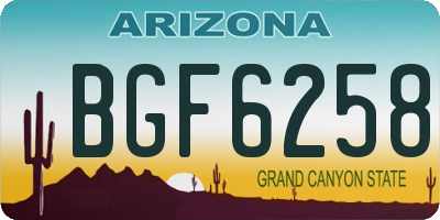 AZ license plate BGF6258