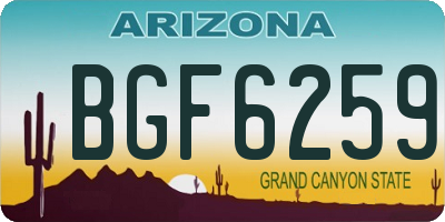 AZ license plate BGF6259