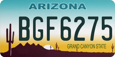 AZ license plate BGF6275
